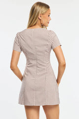 Pink Check Shirt Mini Dress