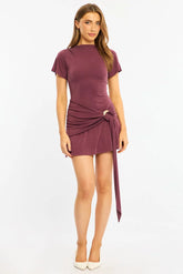 Purple Mini Dress Drape Detail