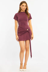 Purple Mini Dress Drape Detail