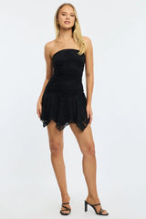 Black Strapless Mini Dress Lace
