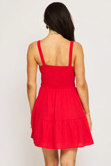 Red Fit And Flare Dress Mini