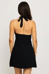 Black Mini Dress V-neck