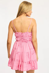 Pink Abstract Fit And Flare Dress Mini