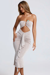 Hardware Detail Cut-Out Midaxi Dress in Sky Grey