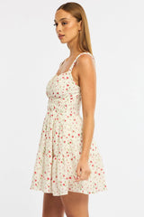 Red Ditsy Fit And Flare Dress Mini