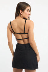 Black Mini Dress Backless Lace