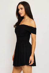 Black Off Shoulder Mini Dress