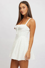 White Fit And Flare Dress Corset Detail Mini