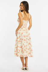 Pink Floral Midi Dress