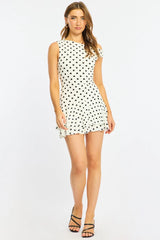 White Polka Dot Mini Dress Off Shoulder