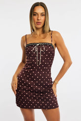 Red Polka Dot Mini Dress Satin