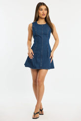 Blue Mini Dress Sleeveless