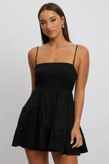 Black Fit And Flare Dress Bead Embellishment Mini