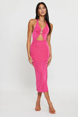 Pink Midi Dress Slinky Jersey