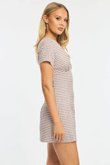 Pink Check Shirt Mini Dress
