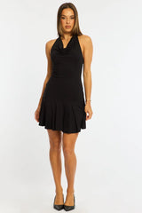 Black Cowl Neck Mini Dress
