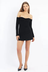 Black Off Shoulder Mini Dress