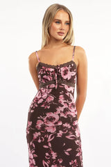 Multi Floral Bodycon Dress Midi