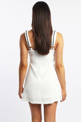 White Mini Dress Lace Trim Sleeveless