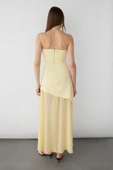 TUBE MAXI DRESS WITH CONTRAST SKIRT AND SCARF