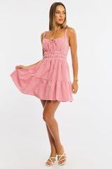 Red Check Fit And Flare Dress Mini
