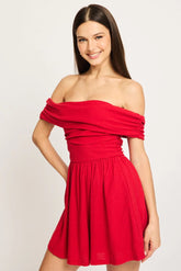 Red Off Shoulder Mini Dress