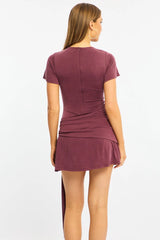 Purple Mini Dress Drape Detail