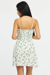 Green Ditsy Fit And Flare Dress Mini