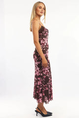 Multi Floral Bodycon Dress Midi