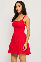 Red Fit And Flare Dress Mini