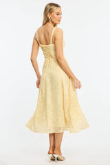 Yellow Midi Dress Burn Out
