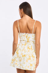 Yellow Floral Mini Dress Strappy