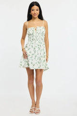 Green Ditsy Fit And Flare Dress Mini