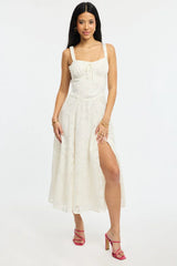 White Midi Dress Burn Out