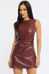 Red Mini Dress Round Neck
