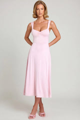 Sweetheart-Neck Ruched Midaxi Dress in Blush