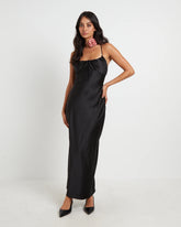 Ruby Romantic Maxi Slip Dress in Black