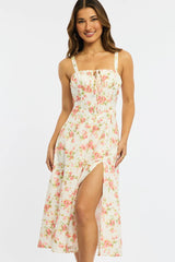 Pink Floral Midi Dress