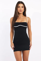 Black Mini Dress Sleeveless Binding Seamless