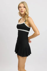 Black Mini Dress Lace Trim