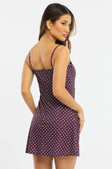 Brown Polka Dot Mini Dress Strappy