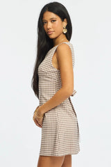 Pink Check Bodycon Dress Mini Check