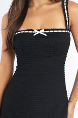 Black Mini Dress Lace Trim Sleeveless