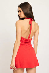 Red Halter Neck Mini Dress