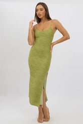 Green Bodycon Dress Sleeveless Midi
