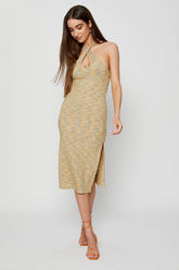 Multi Midi Dress Halter Neck