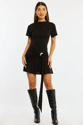 Black Mini Dress Drape Detail