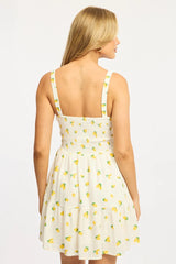 Yellow Ditsy Fit And Flare Dress Mini