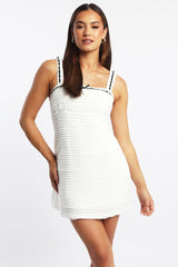 White Mini Dress Lace Trim Sleeveless
