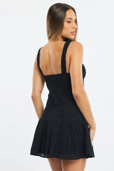 Black Mini Dress Eyelet Fabric